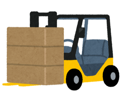 荷物を載せたフォークリフトのイラスト
