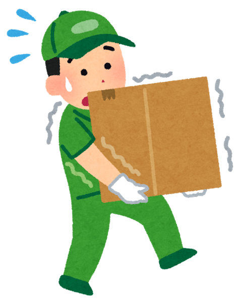 大きな荷物を運ぶ引っ越し作業員のイラスト