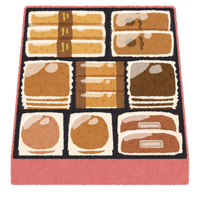 お菓子の詰め合わせのイラスト