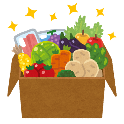 生鮮食品が入った段ボール箱のイラスト